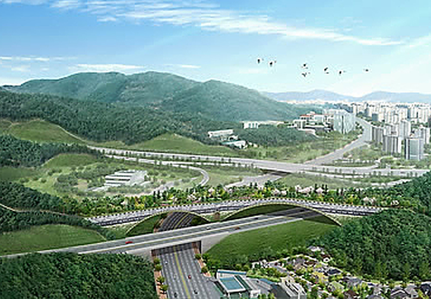 Gwanggyo New Town green network connecting green bridge installation work